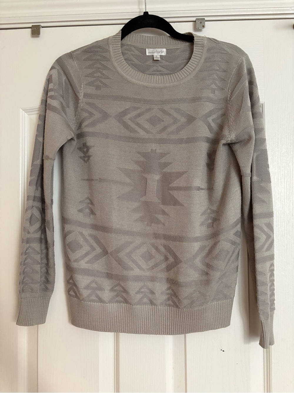 Light Gray Geometric Crewneck Sweater